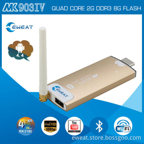 MK903IV Android TV BOX Quad Core Mini PC RK3188 1.6GHz 2G/8G Antenna XBMC HDMI USB OTG Micro SD WiFi Smart TV Receiver 2014 in